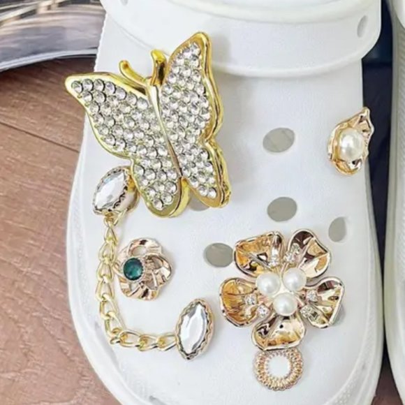 12pcs/ set bling shoe decoration charms with chains accessories for clog - Picture 2 of 2